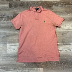 Polo Ralph Lauren Custom Fit Polo Shirt Pink Heather Short Sleeve Green Pony M